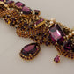 Dolce & Gabbana Gold Brass Sicily Purple Crystal Necklace