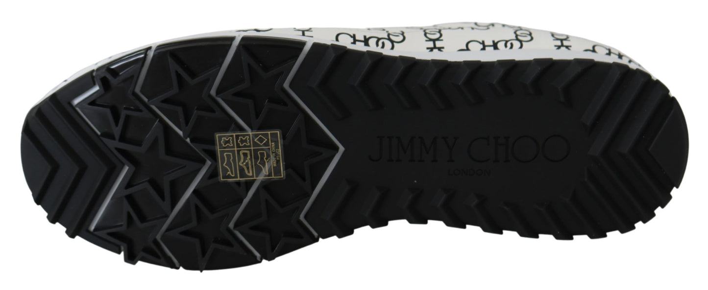 Jimmy Choo Monza 화이트/블랙 가죽 스니커즈