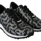 Jimmy Choo Black and Silver Leather Monza Sneakers