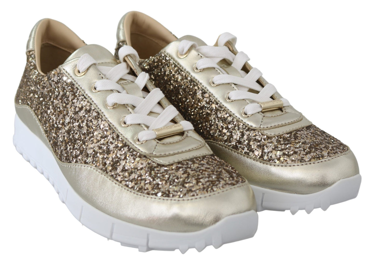 Jimmy Choo Monza 앤티크 골드 레더 스니커즈