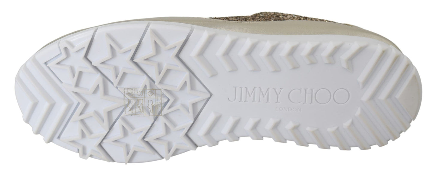 Jimmy Choo Monza 앤티크 골드 레더 스니커즈