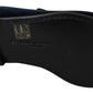 Dolce & Gabbana Blue Velvet Gold Logo Slipper Loafers Shoes