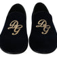 Dolce & Gabbana Blue Velvet Gold Logo Slipper Loafers Shoes