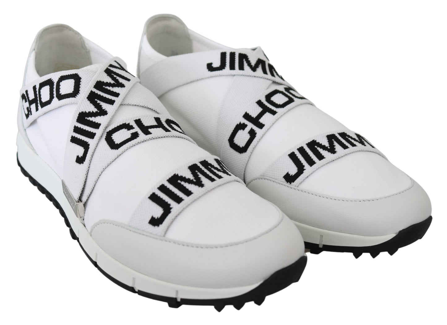 Jimmy Choo 토론토 화이트/블랙 나파/니트 스니커즈