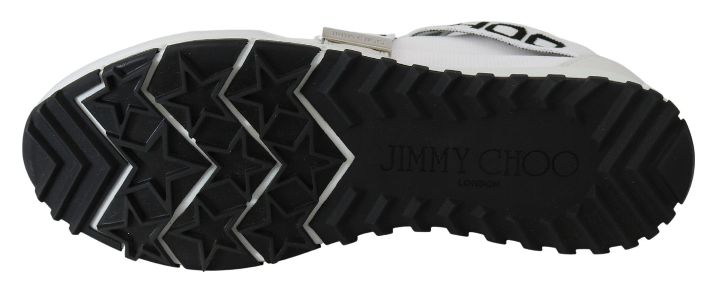 Jimmy Choo 토론토 화이트/블랙 나파/니트 스니커즈