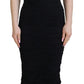 Dolce & Gabbana Black Sheath Midi Bodycon Lace Silk Dress