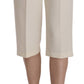 Silvian Heach Cream Mid Waist Cotton Straight Cropped Pants
