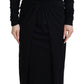 Dolce & Gabbana Black Sheath Midi Gown Wool Wrap Dress