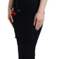 Dolce & Gabbana Black Sheath Bodycon Stretch Roses Dress