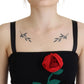 Dolce & Gabbana Black Sheath Bodycon Stretch Roses Dress