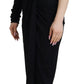Dolce & Gabbana Black Wrap Sheath Long Gown Wool Dress