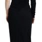 Dolce & Gabbana Black Wrap Sheath Long Gown Wool Dress