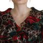 Dolce & Gabbana Brown Leopard Roses Silk Ruffled Gown Dress