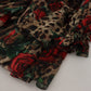 Dolce & Gabbana Brown Leopard Roses Silk Ruffled Gown Dress