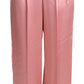 Dolce & Gabbana Pink Lace Trimmed Silk Satin Wide Legs Pants