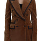 Dolce & Gabbana Brown Double Breasted Blazer Cotton Jacket
