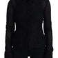 Dolce & Gabbana Black Wool Knitted Button Down Collar Jacket