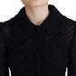 Dolce & Gabbana Black Wool Knitted Button Down Collar Jacket