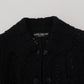 Dolce & Gabbana Black Wool Knitted Button Down Collar Jacket
