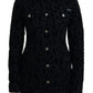 Dolce & Gabbana Black Leopard Long Sleeve Denim Cotton Jacket