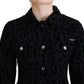 Dolce & Gabbana Black Leopard Long Sleeve Denim Cotton Jacket