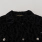 Dolce & Gabbana Black Leopard Long Sleeve Denim Cotton Jacket