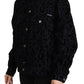 Dolce & Gabbana Black Leopard Long Sleeve Denim Cotton Jacket