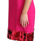 Dolce & Gabbana Fuchsia Wool Sequin Shift Sleeveless Dress
