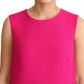 Dolce & Gabbana Fuchsia Wool Sequin Shift Sleeveless Dress