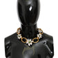 Dolce & Gabbana White Floral LILIUM Pendant Gold Chain Brass Pearl Necklace