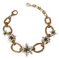 Dolce & Gabbana White Floral LILIUM Pendant Gold Chain Brass Pearl Necklace