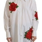 Dolce & Gabbana White Cotton Flower Embroidery Shirt Top