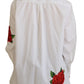 Dolce & Gabbana White Cotton Flower Embroidery Shirt Top