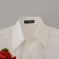 Dolce & Gabbana White Cotton Flower Embroidery Shirt Top
