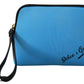 Dolce & Gabbana Blue Logo Print Hand Pouch Leopard Print Toiletry Bag