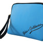 Dolce & Gabbana Blue Logo Print Hand Pouch Leopard Print Toiletry Bag