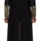 Dolce & Gabbana Black Gold Jacquard Long Trench Coat Jacket