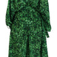 Dolce & Gabbana Green Leaves Print Silk Trench Coat Jacket