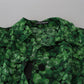Dolce & Gabbana Green Leaves Print Silk Trench Coat Jacket