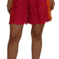 Dolce & Gabbana Pink Orange Lace Cotton High Waist Shorts