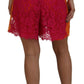 Dolce & Gabbana Pink Orange Lace Cotton High Waist Shorts