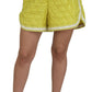 Dolce & Gabbana Yellow Nylon Quilted High Waist Bermuda Shorts