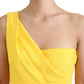 Dolce & Gabbana Yellow One Shoulder Side Slit Midi Dress
