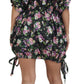 Dolce & Gabbana Black Floral Print Short Sleeves Mini Dress
