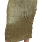 Dolce & Gabbana Gold Tiered Metallic Fringed Midi Silk Skirt