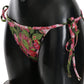 Dolce & Gabbana Black Pink Rose Print Bottom Bikini Beachwear