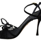 Dolce & Gabbana Black Suede Crystals Heels Sandals Shoes