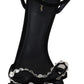 Dolce & Gabbana Black Suede Crystals Heels Sandals Shoes