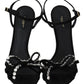 Dolce & Gabbana Black Suede Crystals Heels Sandals Shoes