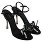 Dolce & Gabbana Black Suede Crystals Heels Sandals Shoes